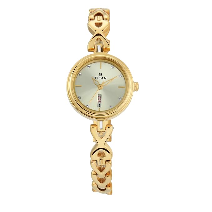 Titan Karishma Champagne Dial Golden Watch for Women